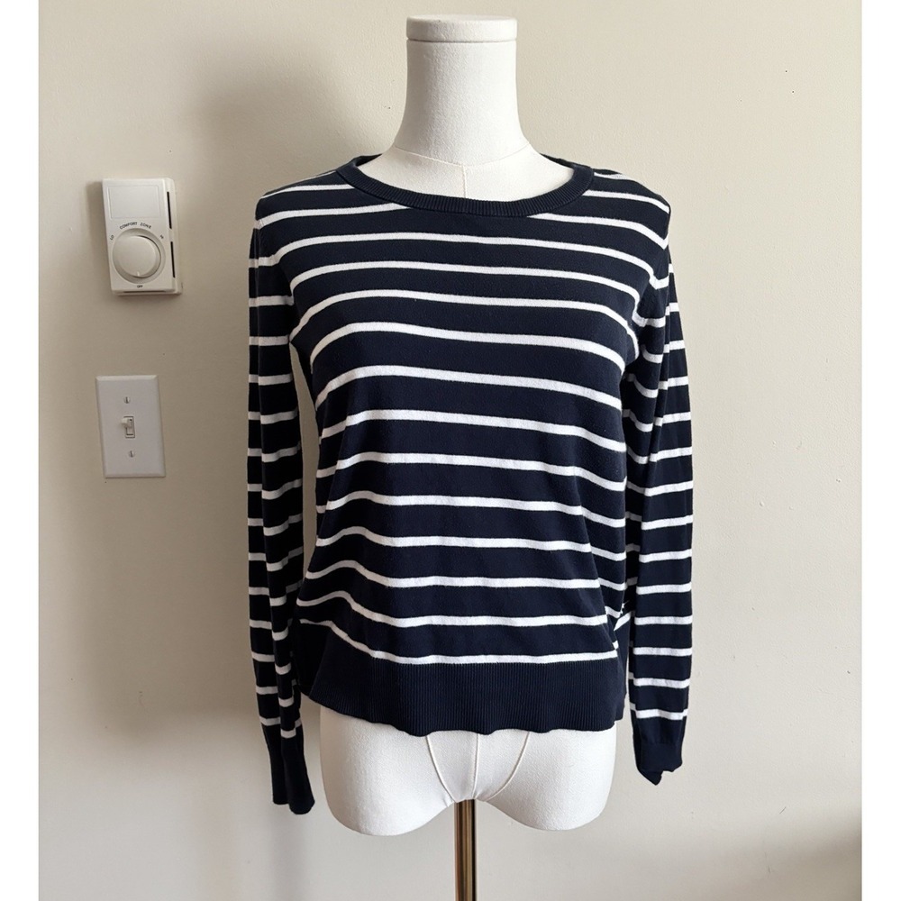 Preppy Old Money Jack Wills Jumper Striped Sweater Navy White XS US 2 Cotton